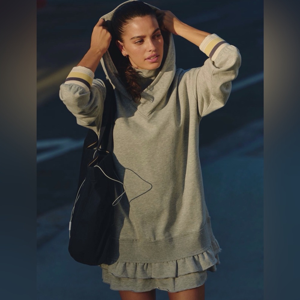 NWT Anthropologie Daily Practice Long Sleeve Ruffled Mini Dress